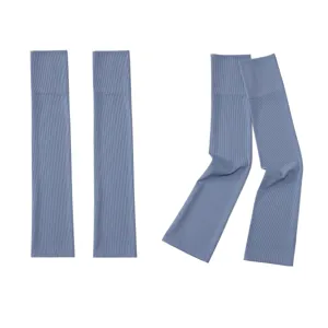 Solid color ice silk ribbed arm sleeves detail showing elastic fabric texture and fine knitting.