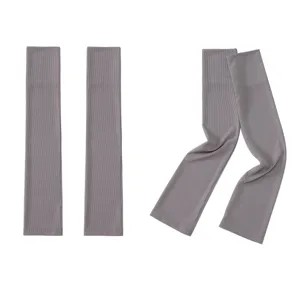 Solid breathable elastic ice silk ribbed arm sleeves for ultimate sun protection and style.