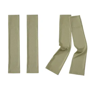 Solid color ribbed sun protection arm sleeves, breathable ice silk fabric for outdoor sports.