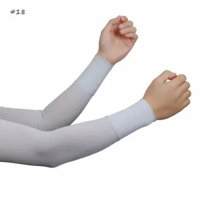 Solid color ice silk ribbed arm sleeves, breathable and elastic sun protection sleeves.