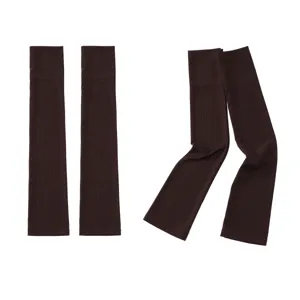 Close-up detail of dark brown ribbed arm sleeves, soft breathable ice silk sun protection sleeves