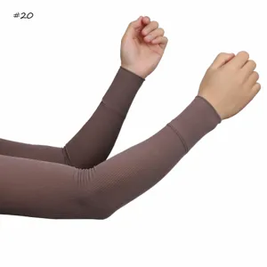 Solid color breathable ice silk ribbed sun sleeves for arm protection outdoor wear