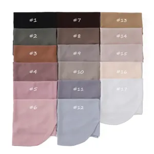Foulard hijab magnétique en mousseline perlée unie, léger doux long foulard pour femmes