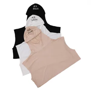 Sleeveless modal cotton hooded dead collar detachable hood layering accessory black white nude