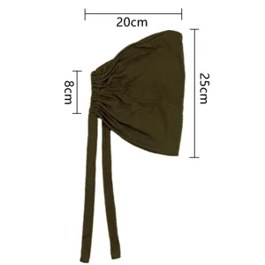 Solid color pearl chiffon hijab cap with matching ties, convenient headscarf accessory.