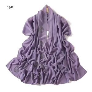 Purple chiffon rhinestone scarf elegant shawl for women draping everyday wear accessories.