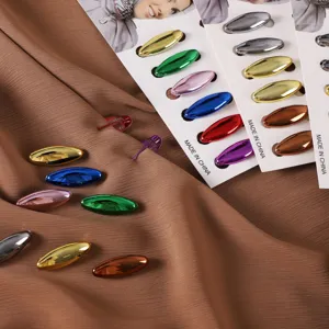Ensemble d'épingles de hijab et clips de foulard en plastique ovale métallique coloré, broche.