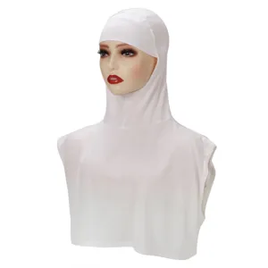 Closeup view of the white modal cotton sleeveless fake collar hijab detail for women apparel.