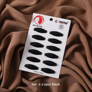 Matte schwarze Hijab Nadeln Set 12 Stueck Schal Clips sichere Kunststoff Befestigung