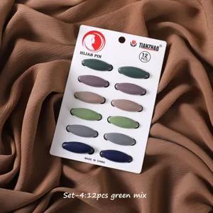 Matte Kunststoff Hijab Nadeln Set 12 Stueck bunte Kopftuch Sicherheitsclips Damen