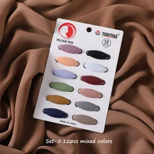 Mattes Morandi bunte Kunststoff Hijab Nadeln 12er Set, sichere Kopftuch Sicherheitsnadeln.