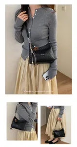 Sac a main sous les bras tisse pour femme, grand sac cabas bandouliere de commute.