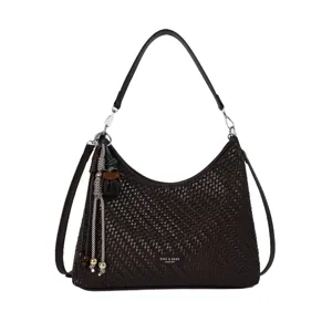 Sac à main bandoulière femme tissé marron, élégant cabas de grande capacité pour travail.