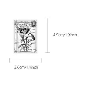 Vintage stamp botanical sticker PET waterproof clear aesthetic stationery journaling diy art.