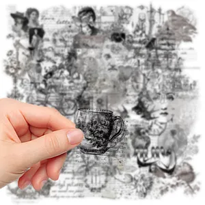 Vintage PET transparent waterproof decorative stickers for DIY journaling, laptop and book.