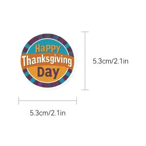 Adesivo Thanksgiving rotondo impermeabile decorativo per custodia telefono DIY 5.3cm