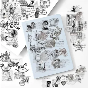 Vintage PET transparent stickers for journaling, scrapbooking, and DIY craft projects.