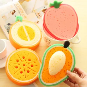 Éponge de Nettoyage Mignonne en Forme de Fruit Cuisine Éponge à Vaisselle Tampon Récurant Chiffon Tranche de Fruit Outil de Nettoyage