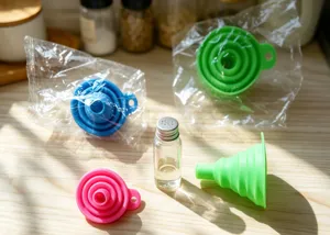 Kit d'entonnoirs pliables en silicone portable pour cuisine, mini outil de distribution.