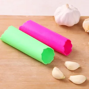 Silicone garlic peeler tube set, kitchen gadget for fast and easy garlic peeling efficient.