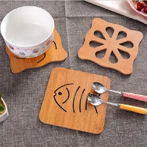Bamboo Wood Heat Insulation Mat Non Slip Creative Cute Table Mat Anti Scald Pot Holder Coaster Kitchen Dining Decor