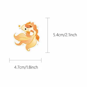 Cute goldfish sticker with gold stamping details, waterproof material, dimensions 5.4x4.7cm.