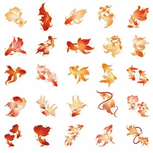 Goldfish stickers pack, waterproof decorative DIY decals for journal, laptop and cup.