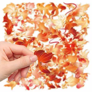 Close-up detail of bronzing koi goldfish waterproof sticker, perfect for DIY journal decor.