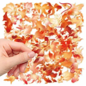 50pcs Goldfish Waterproof Hot Stamping Stickers DIY Journaling Cup Laptop Decor.