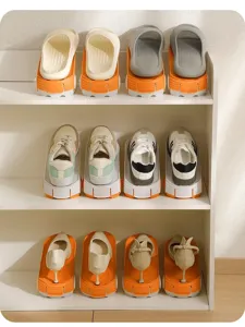 Adjustable double layer shoe rack space saving organizer for dorm room entryway footwear storage