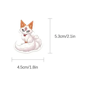 Wasserdichter weißer neunschwänziger Fuchs Aufkleber süß Anime Decal für Laptop Flasche