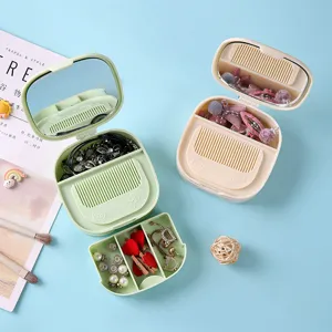 Multifunctional Cosmetic Storage Box With Makeup Mirror Portable Plastic Desktop Jewelry Organizer With Drawer And Comb