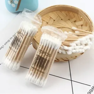 Doppelter Kopf Wattestäbchen 80 Stk Holzstäbchen Make-up Reinigung Baby Baumwollknospen