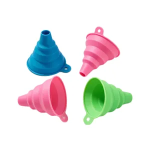Ensemble entonnoir en silicone pliable cuisine portable dosage de liquide mini multicolore outil.