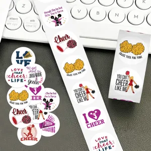 Dettaglio adesivi in rotolo da cheerleader, 500 pezzi adesivi decorativi per laptop e feste.