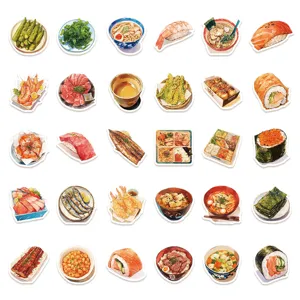 30 Stk niedliche japanische Lebensmittel Aufkleber fuer Laptop Wasserflasche Sushi