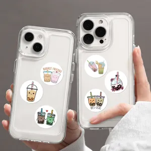 Carini adesivi con bubble tea per decorare custodia trasparente di telefono in dettaglio