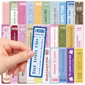 Close-up detail of the Book Lovers ticket bookmark set showing vintage design and paper texture.