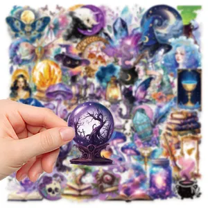 50 Pcs Magical Purple Fantasy Stickers Aesthetic Waterproof Vinyl Decals for Laptop Luggage