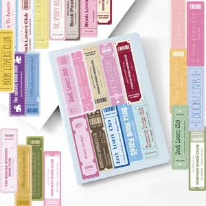 Book lovers theme bookmark stickers set, aesthetic stationery and reading labels for journaling.