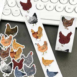 Simpatici adesivi in rotolo di pollo dei cartoni animati decorativi estetici per laptop