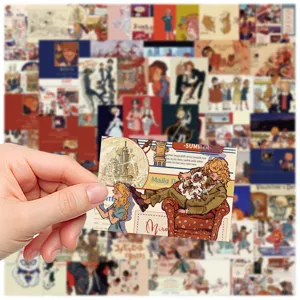 Autocollants décoratifs style magazine vintage pack pour journal et loisirs creatifs 64pcs
