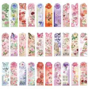 30pcs vintage rose butterfly bookmarks romantic floral paper page markers for reading books