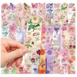 Vintage floral butterfly bookmark set, elegant paper page markers for reading books lovers.