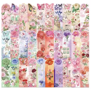 Dreamy Butterfly Rose Paper Bookmarks Set Vintage Floral Bookmark For Student Book Page Marking Reading Stationery Gift