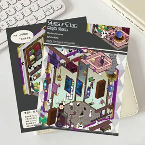 Magiko spiti chorou chronou 3D miniatura skini cartoon aftokollito DIY set imerologiou