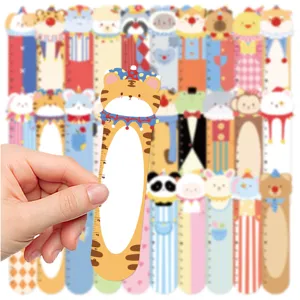 Cute cartoon animal circus bookmark with ruler scale design, creative stationery for reading.
