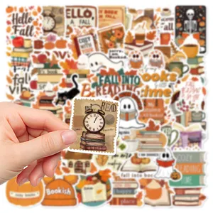 50PCS Autumn Bookish Stickers Aesthetic Fall Reading Vinyl Stickers for Water Bottle Laptop