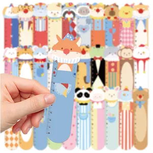Cute cartoon circus animal bookmarks with ruler markings, perfect for students and book lovers.