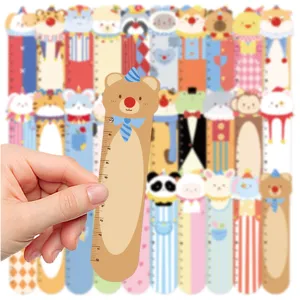 Details of cute cartoon animal circus bookmarks, creative student reading page clips and rulers.